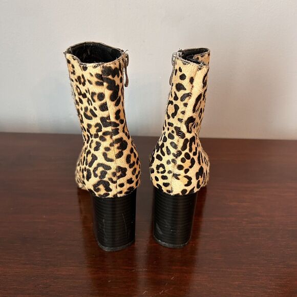 Nordstrom Halogen Leopard Haircalf Abbi Block Heel Booties 6M - Picture 4 of 6